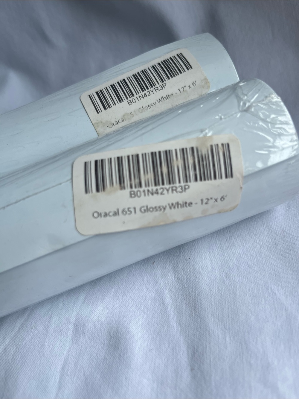Oracle 651 Glossy White Adhesive Vinyl Roll - White 2 rolls 12”x6’